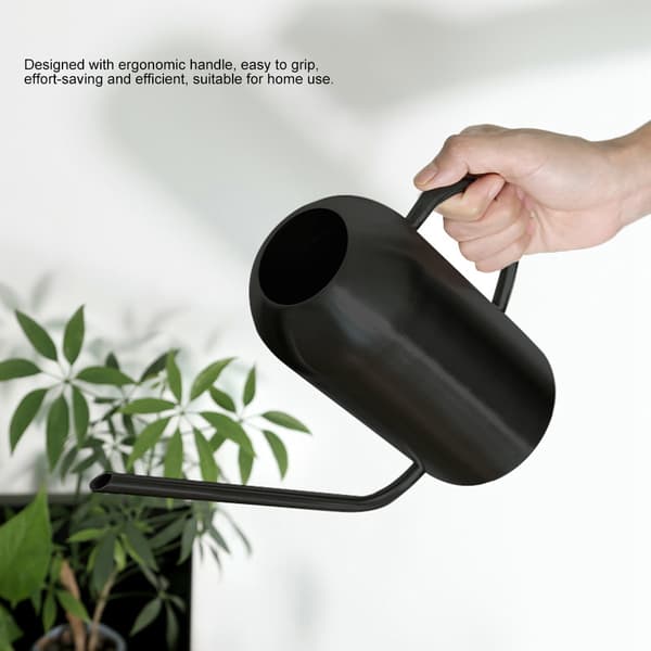 1,5L Vandkande i rustfrit stål med lang tud til haveblomster og planter, sort