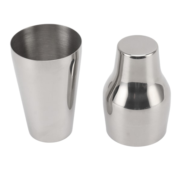 Rustfrit ståldrinkshaker i fransk stil, 2 sektioner, Martini-mixer, drinkshaker til bar, hjem, camping, picnic, sølv