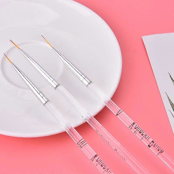 Set med 3 markörer för att rita och måla naglar med penselfoder för DIY Nail Art Manikyr Kit