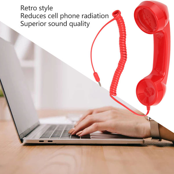 Retro-puhelinluuri Monitoiminen Säteilykestävä Kädessä pidettävä matkapuhelinvastaanotin matkapuhelimiin Tietokoneet Punainen Red