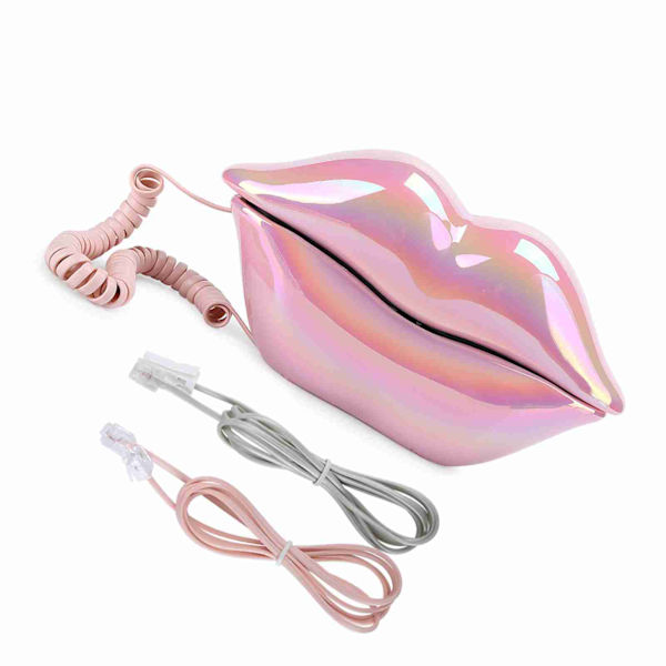 Galvanoplastia Pink Funny Lip Telephone WX-3016 Fashionable Number Storage Function
