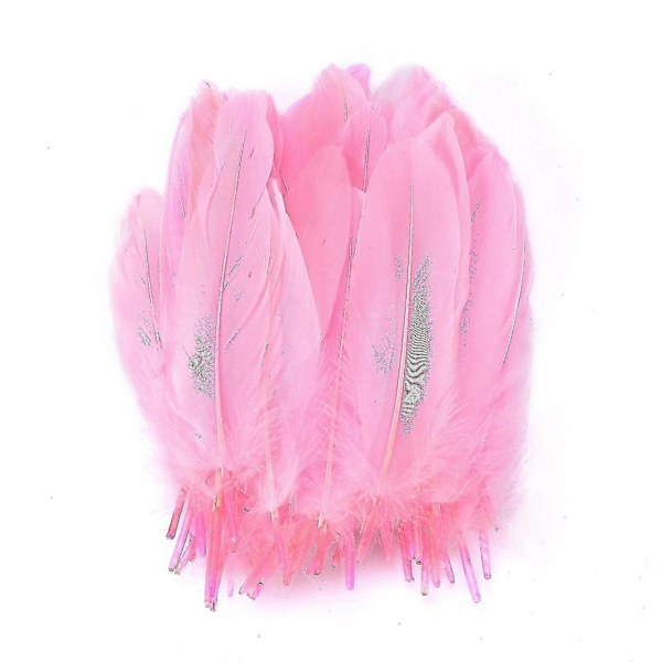 50 stk. Hvide & Sorte & Pink Gåsefjer 15-20 cm Naturlige Fjer Til Forskellige Håndværk Og Beklædning Yj5-2 Pink