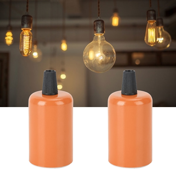2 stk Retro Stil E27 Taklampe Lampesokkel Base DIY Belysningsarmatur Lystilbehør Oransje