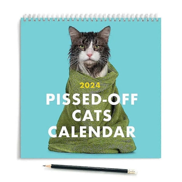 Pissed Off Cats -kalenteri 2024 Hauska seinäkalenteri, riippukalenteri, 12 kuukautta