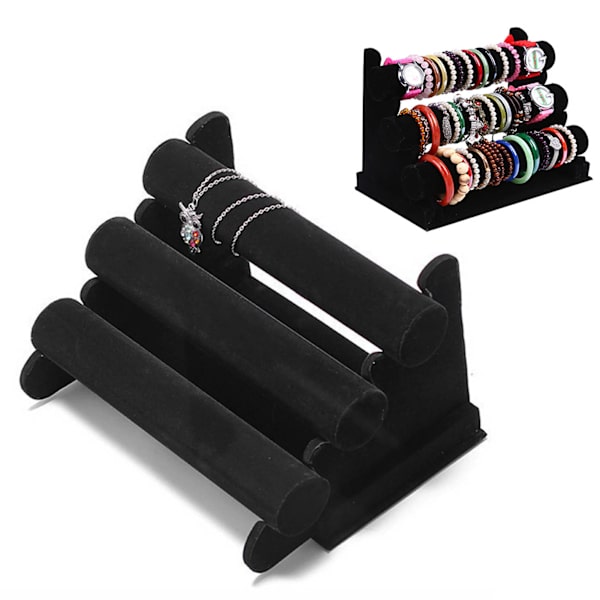 3-lags armbåndsholder armbåndsur Halskæde Display Opbevaring Smykkeholder Stand Display Organizer