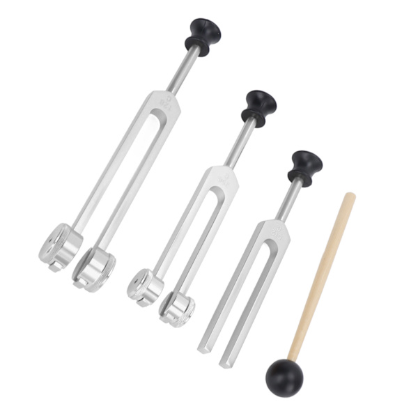 Set av aluminiumlegering 128 256 512Hz Bärbar stämgaffel Healing Instrument för hem klinisk silver