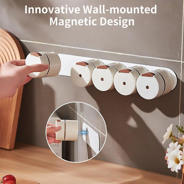 Magnetisk väggmonterad salt- och pepparshaker set - set om 6, vit, 8,8 oz - kryddbehållare för kök och hem