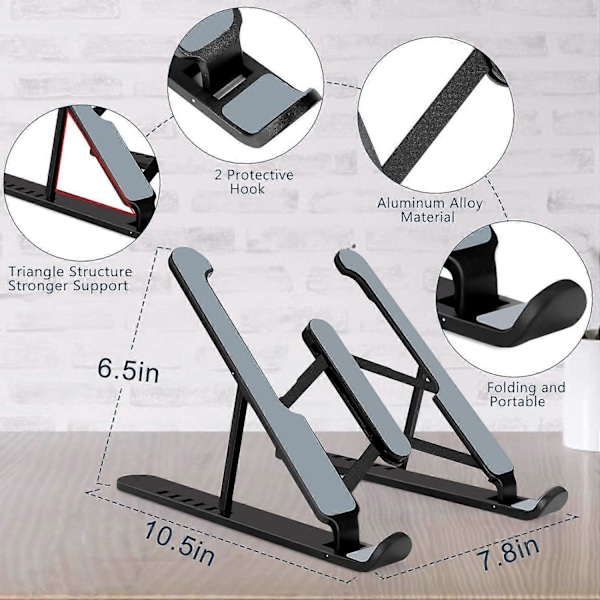 Bærbar laptop stander, justerbar laptop stander egnet til skrivebords notebook stander