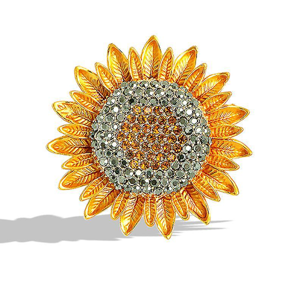 Elegant Handmade Crystal Sunflower Brooch Pin for Women