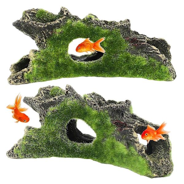 2 stk. Akvarietræ Dekoration Naturligt Habitat Ornament Resin Akvarietræ Dekoration Akvarium med Hul til Fiskesjul (15 * 5 * 7 cm)