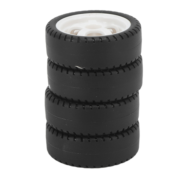 4 kpl RC-auton renkaat muoviset navat kumipyörät 3,3 cm halkaisija 1,2 cm leveys lisävaruste sarja AE86 valkoinen