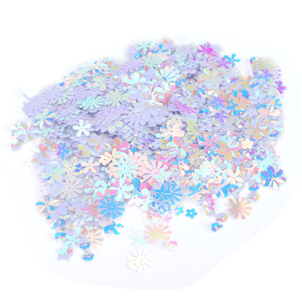 Konfetti Blomformade Glitter Paljetter Spangles Fest Bröllop Stänk Del Dekoration Tillbehör (Färgglada Vita)