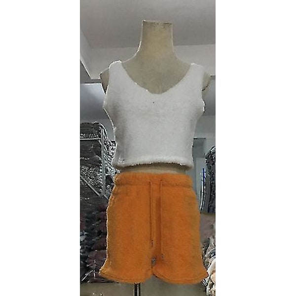 Pluss Loungewear Sett for Kvinner - Vest og Shorts - 3 deler, XXL, Oransje