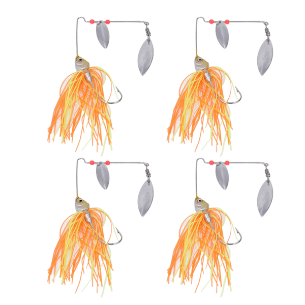 4pcs Fishing Rotating Sequin Aluminum Alloy Composite Beard Lures for Offshore Angling Gold