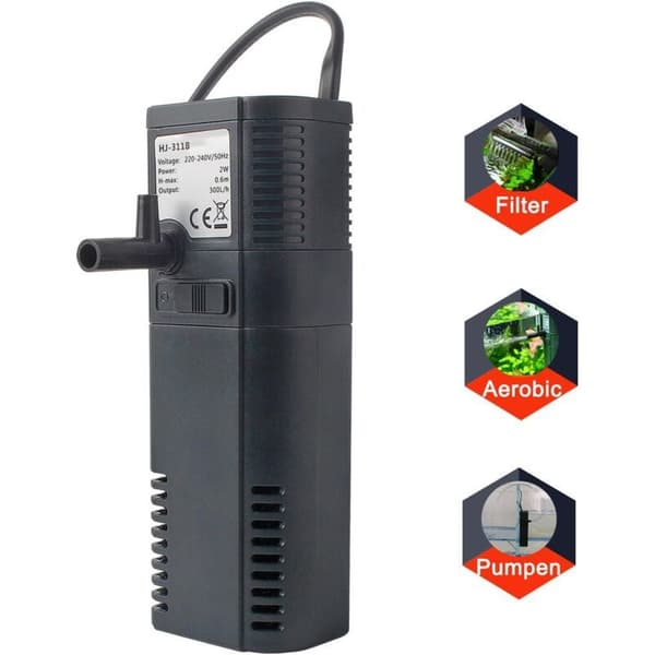 Akvariefilter intern filterpump med spraystav för 300L akvarium (300L/H 2W) -- TRIMEC