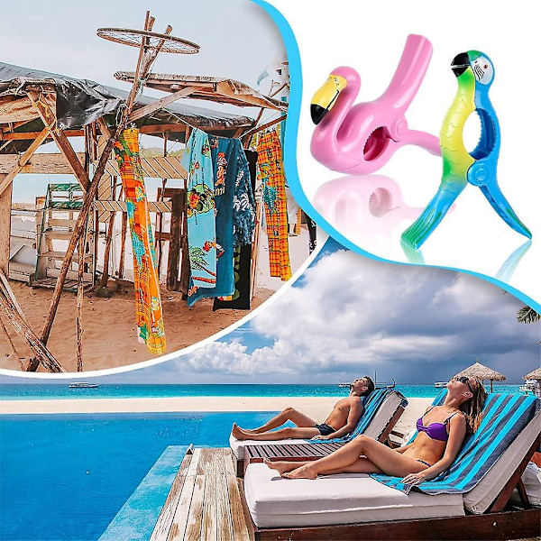 Strandhåndklædeclips, store plastik tøjklemmer til strandhåndklæder, servietclips til feriestol ved poolen