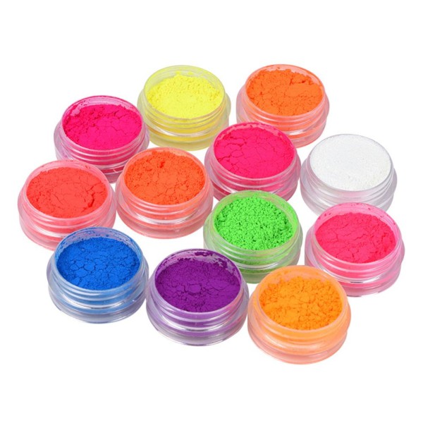 Luminous Neonpulver för Naglar Neon Effekt Glittrande Gradienter Nagelkonst Glitterpulver i Mörkret DIY Konst och Hantverk