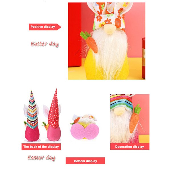 Påsk Faceless Docka Öra Kanin Gnome Docka Söta Kanin Elf Docka för Hem Ornament Fest Dekor Rekvisita Barn Present