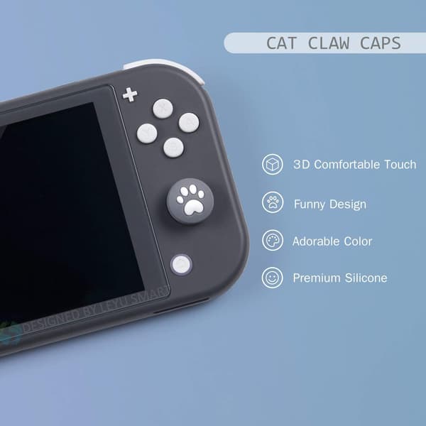 4 stk. (Grå) - Smart Thumb Grip Caps til Nintendo