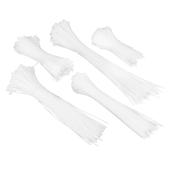 5 pakker med kabelbinderserier med engangsbruk i nylon
