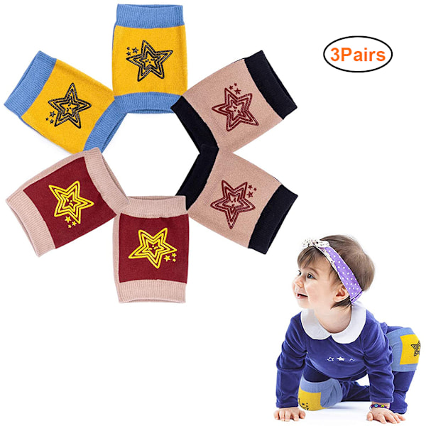 3 Pairs Baby Knee Pads for Crawling Unisex Anti Slip Infant Baby Kneepads Leg Elbow Warmer