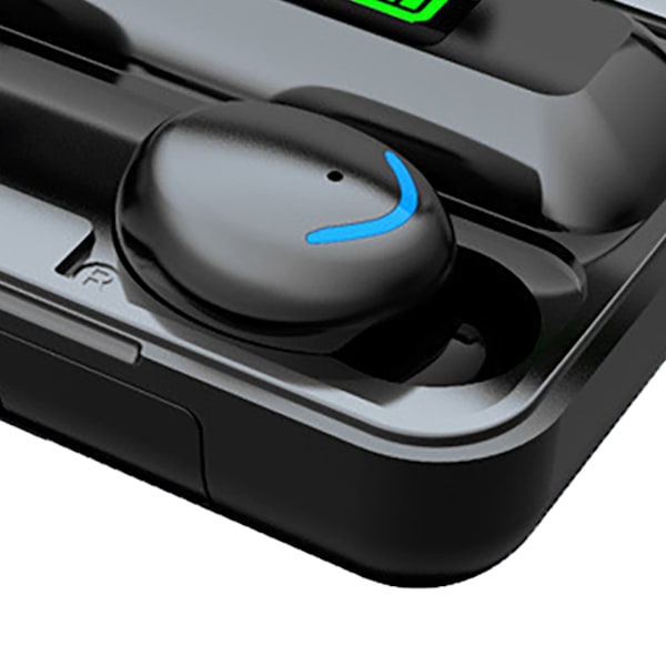 Bluetooth-hörlurar Multifunktion HiFi Stereo Touch Control Trådlösa hörlurar med LED Digital Display Svart