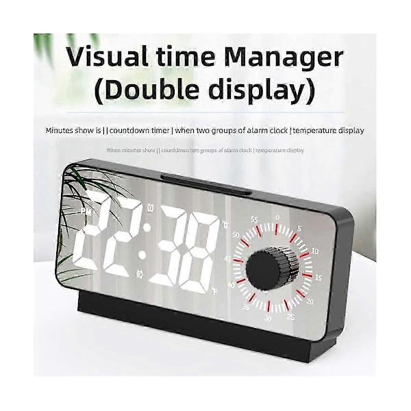 Nedräkningslarmklocka Dubbel Display Visuell Manager Larmklocka Omgivningstemperaturdetektering Vred De
