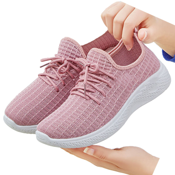 Letvægts damesko til gåture - Casual løbesko - Sneakers med lav top - Åndbar overdel - Skridsikre sportssko - Forår/efterårsstil - Pink - Størrelse 36