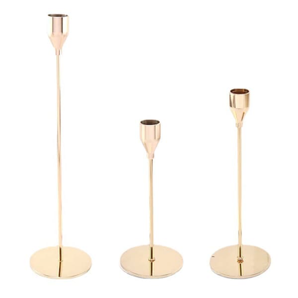 Lysestaker sett med 3 for koniske lys Dekorative lysestaker i metall for bryllupsmiddagsselskap