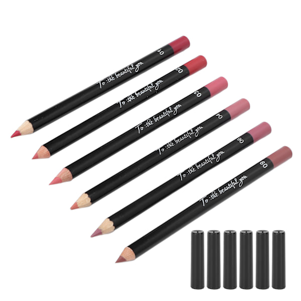 6 stk Lip Liner Profesjonell Vannbestandig Matt Langvarig Leppestift Pigmentert Kosmetikk #02