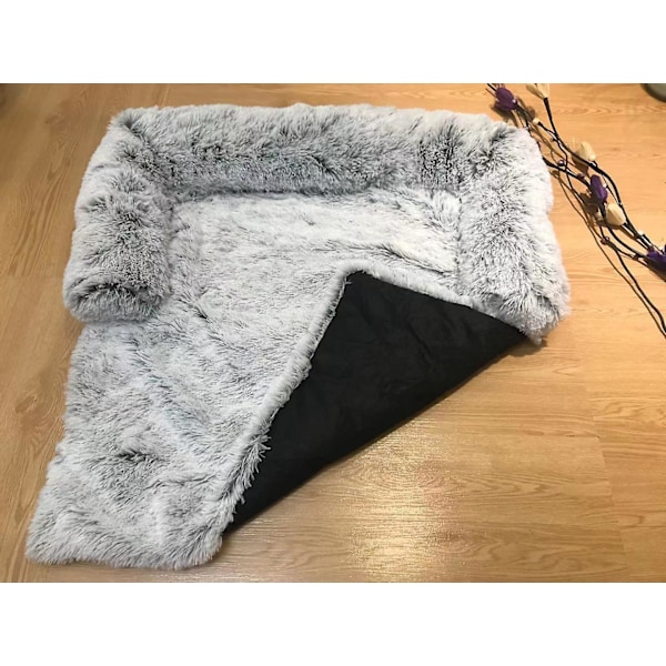 Vattentät Plysch Filt för Hundar och Katter Mjukt Tyg Skyddar Möbel från Fläckar Grå 76x76x15cm