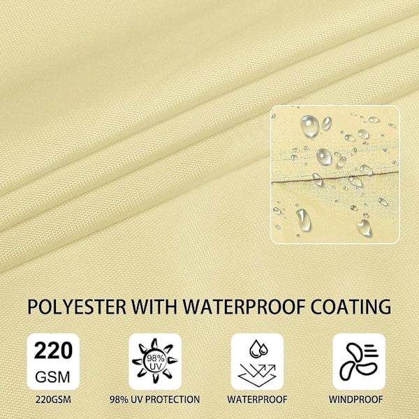 Vanntett beige rektangulær solseil - 2m x 3m