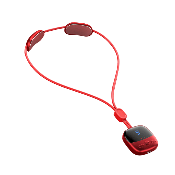 Mini kaulakoru kaulahierontalaite 4 tilaa 9 voimaa 3 vaihdetta Hot Compress Dual Pulse älykäs riipus hierontalaite punainen