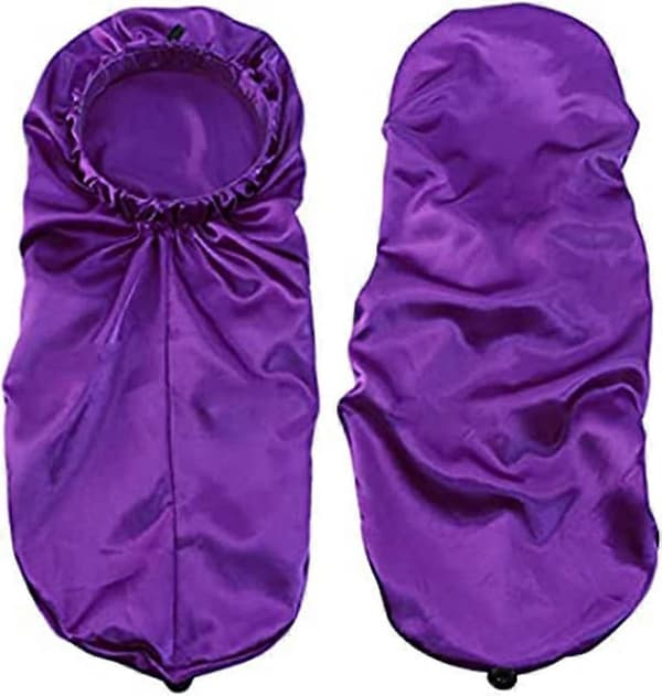 Dame 2-pak Lang Satin Hårhætte Piger Silkeagtig Hætte til Søvn Stor Satin Sovehætte til Langt Krøllet Hår Beskyttelse