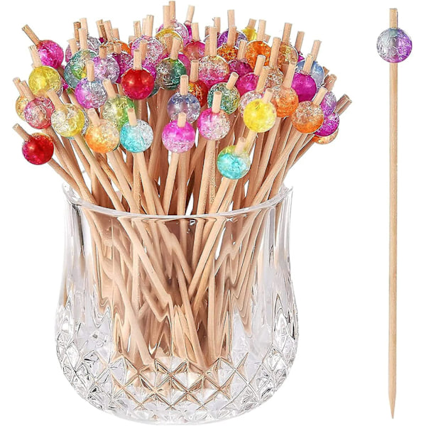 Fargerike cocktailpinner i tre - 100-pakning, 4,72 tommer, perfekt for festlige forretter