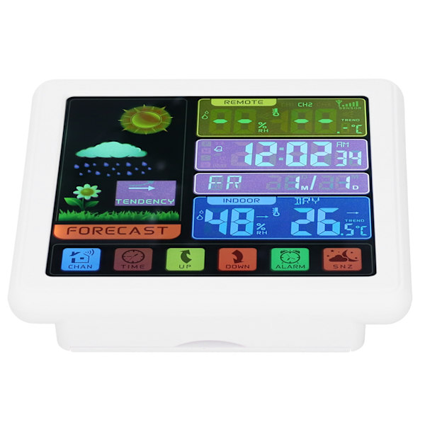 Trådlös väderklocka Digital termometer Hygrometer med pekskärm för hemmabruk USB 5V