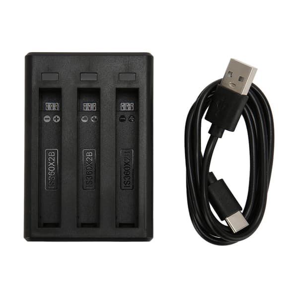 3-kanals batterilader Smart, sikker, rask batteriladerhub med LED-indikator for Insta360 ONE X2-kamera