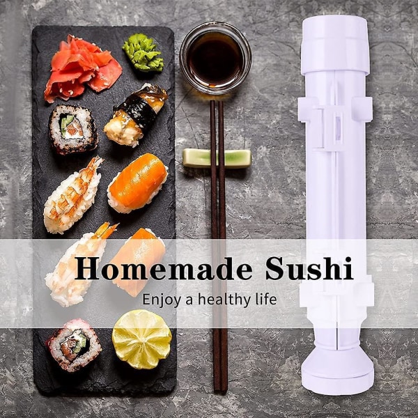 Premium-sushitillverkningssats med uppgraderad form och bazooka, DIY-sushimaskin för ris, grönsaker och kött, plast av livsmedelskvalitet
