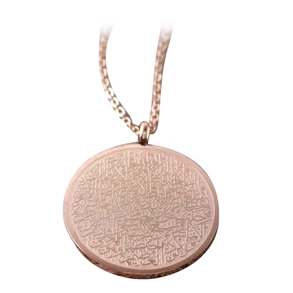 Runt Saint-hänge i rostfritt stål, färgfast, vackert och utsökt mönstrat halsband för smycken, rosa, fri storlek