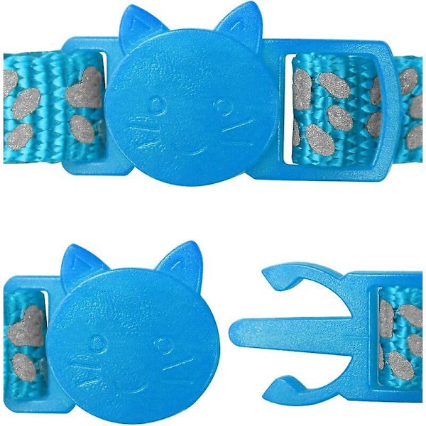 Katt Anti-Stryp Halsband, 2 st Justerbara Reflexhalsband för Kattunge Valp med Klocka och Säkerhetsspänne, 19-32cm Ljusblå