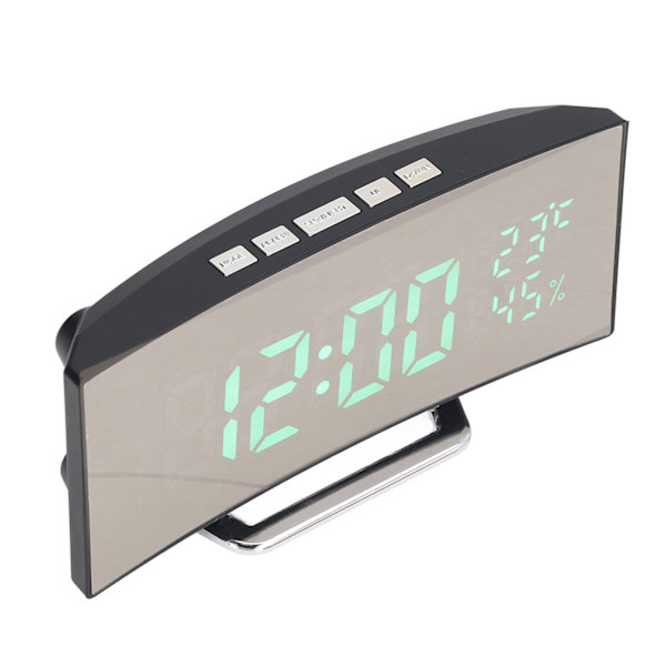 LED digital klocka 3 nivåer Ljusstyrka Snooze USB Batteridriven Elektronisk spegelväckarklocka med Temp Fuktighet Display Grönt ljus