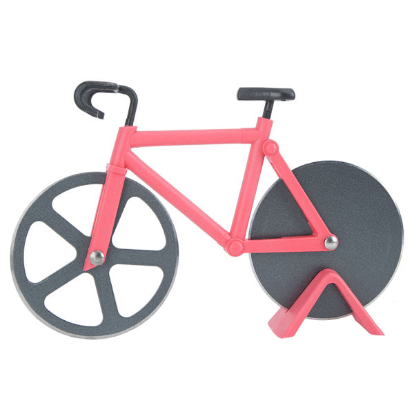 Innovativ pizzaskärare i form av cykel i rostfritt stål, kökstillbehör, röd