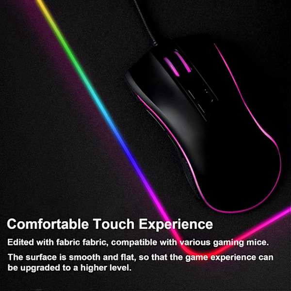 Utökad Chroma Gaming Musmatta: Flerfärgad RGB-belysning, Svart