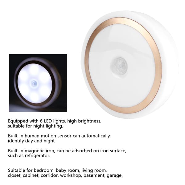 Husholdnings 6 LED Bevægelsessensor Lys Induktionslampe Skab Garderobe Korridor Natlys