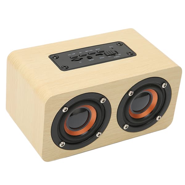 Retro Bluetooth-högtalare Inbyggd mikrofon Bärbar trådlös högtalare Stöder minneskort USB AUX MP3 Gul träkorn