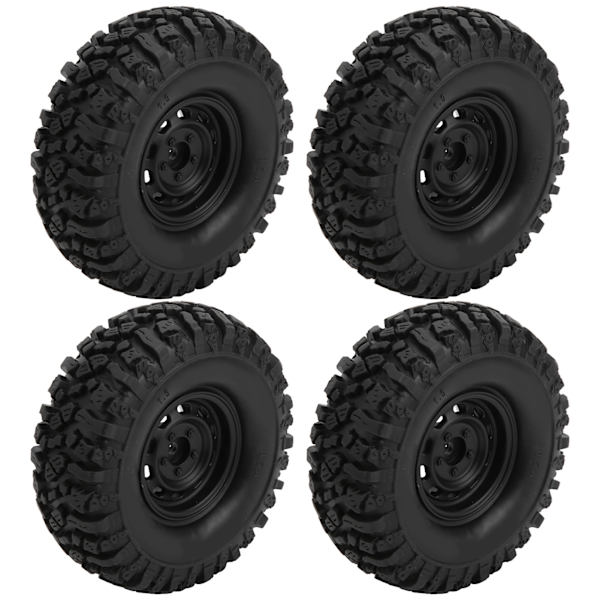 4 kpl 1/10 kauko-ohjattavat 1,9 tuuman alumiinivanteet ja 115 mm kumirenkaat D90/F350/SCX10 musta
