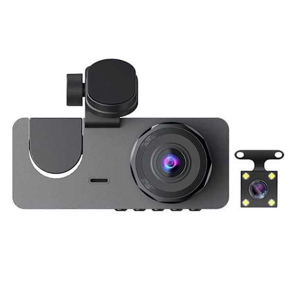 3-kanals Dashcam Fram, Bak och Inuti 1080p Dashcam Bilkörningsinspelare - JRSZ