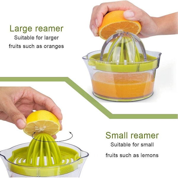 Citrus Juicer Håndpres med Målebæger Rivjern og Anti-slip Reamer 12oz til Citron Appelsin og Æg Separation