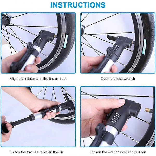 Mini Cykelpump, Portabel Cykelpump & Glueless Punkteringsreparationskit - Passar Presta & Schrader - 120