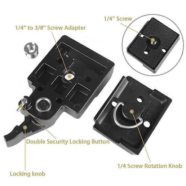 Kamera 323 Quick Release Plade med QR Klemme og 1/4' til 3/8' Skrue Adapter Kompatibel